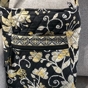 Vera Bradley black and yellow hipster purse